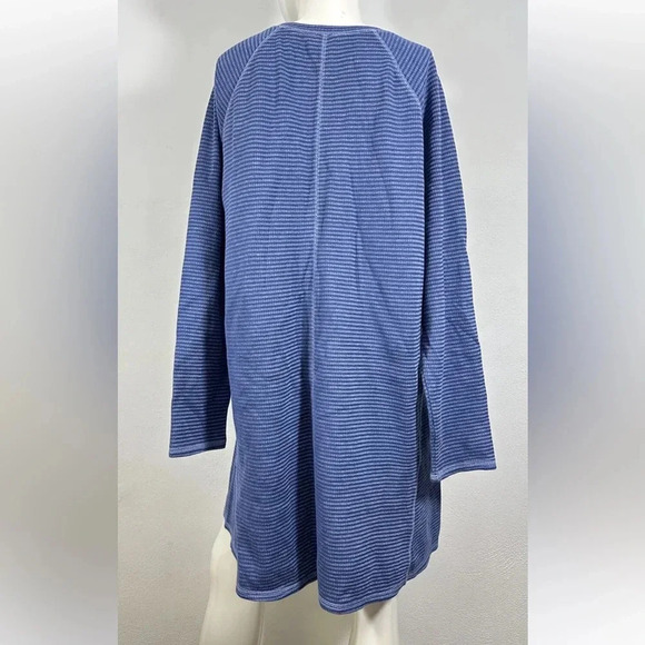 J. Jill Blue Contrast Stripe Round Neck Long Sleeve Cotton Sweater Dress sz l - Picture 5 of 11